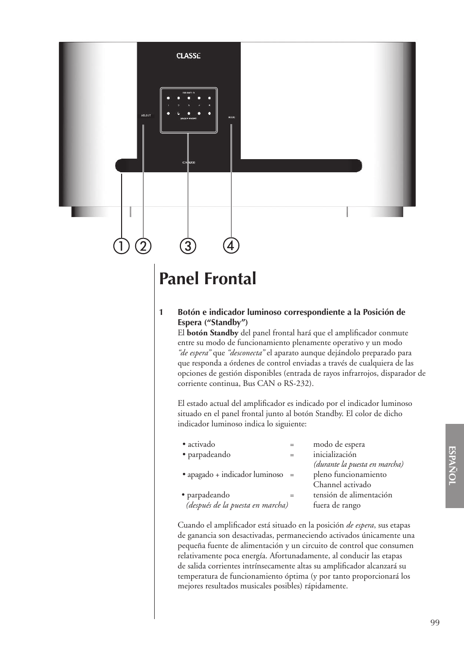 Panel frontal | Classe Audio CA-5200 User Manual | Page 99 / 136