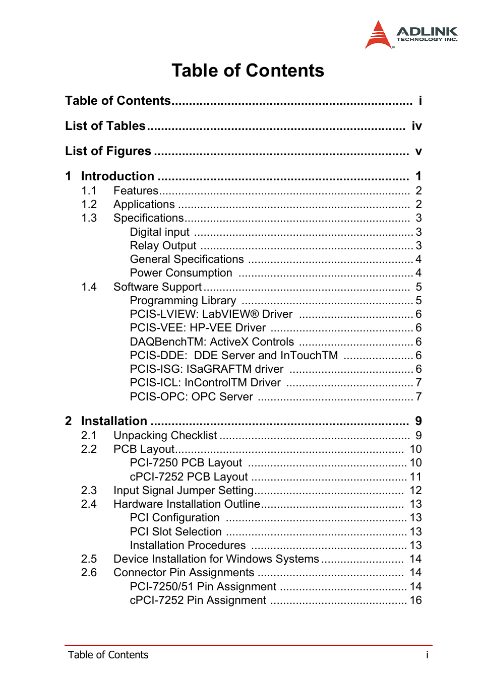 ADLINK cPCI-7252 User Manual | Page 5 / 54
