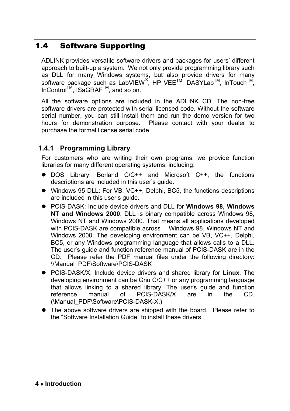 4 software supporting | ADLINK cPCI-7249R User Manual | Page 12 / 57