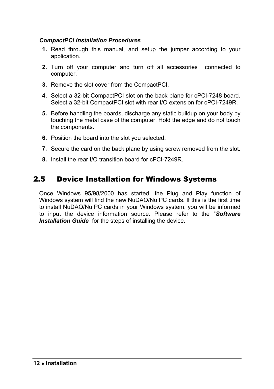 5 device installation for windows systems | ADLINK cPCI-7249R User Manual | Page 20 / 57