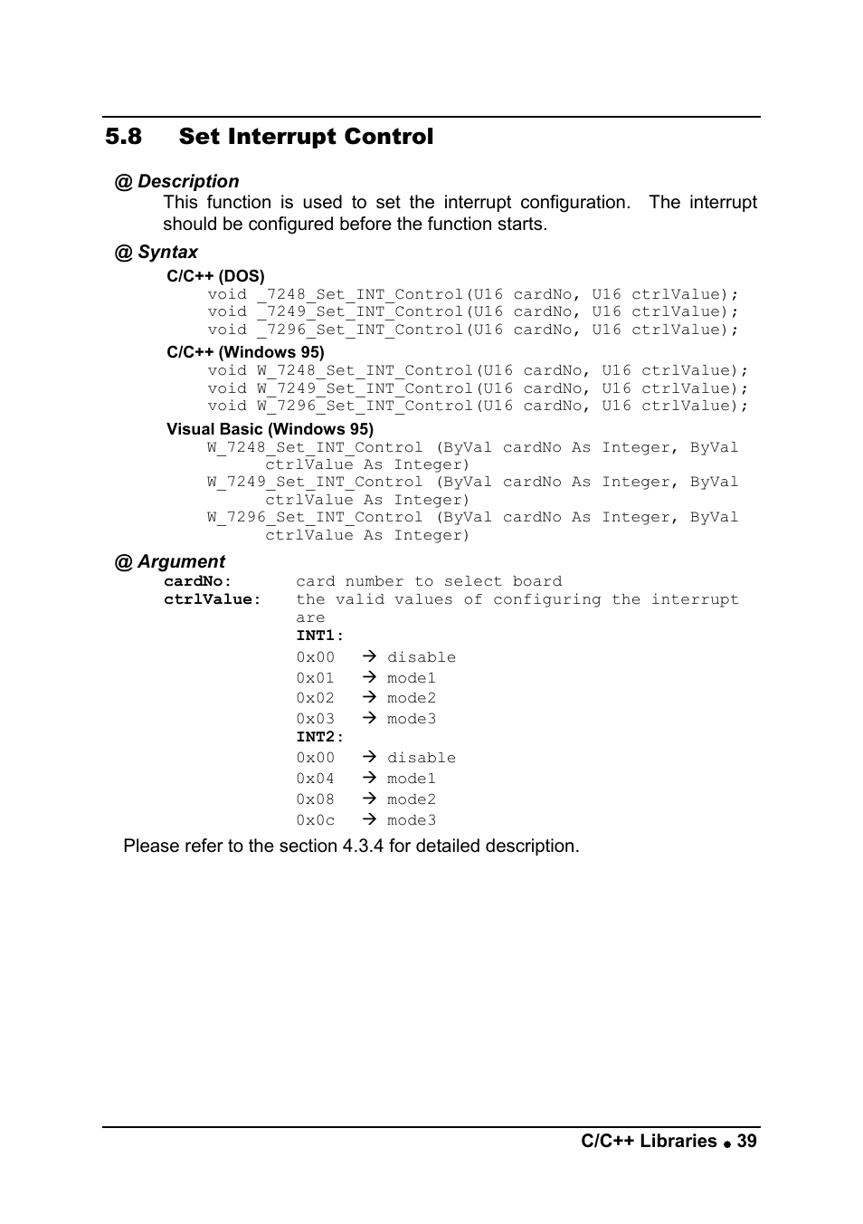 8 set interrupt control | ADLINK cPCI-7249R User Manual | Page 47 / 57