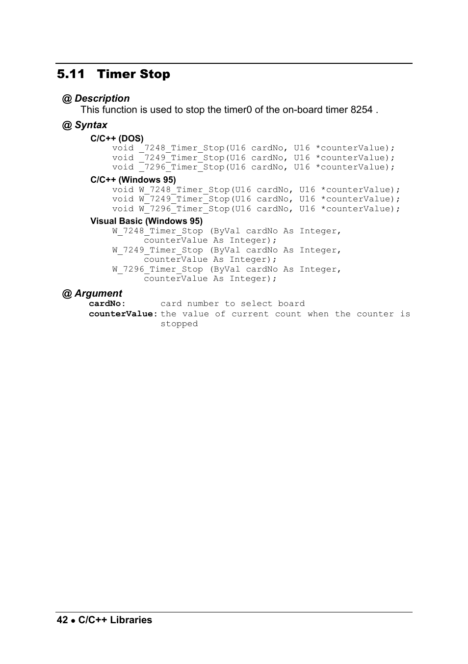 11 timer stop | ADLINK cPCI-7249R User Manual | Page 50 / 57