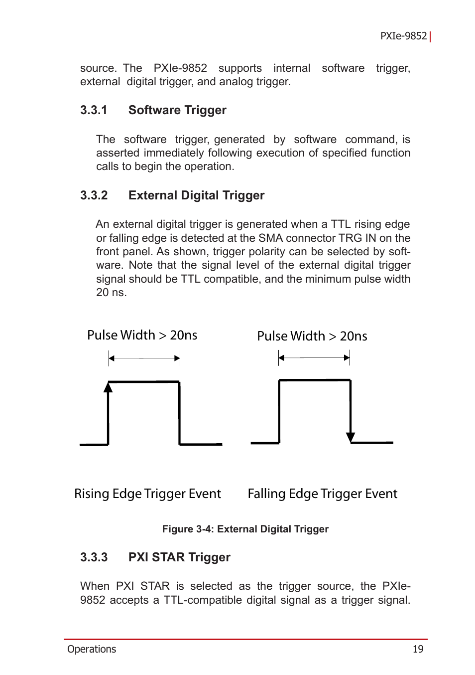 1 software trigger, 2 external digital trigger, 3 pxi star trigger | Software trigger, External digital trigger, Pxi star trigger, Figure 3-4 | ADLINK PXIe-9852 User Manual | Page 29 / 46