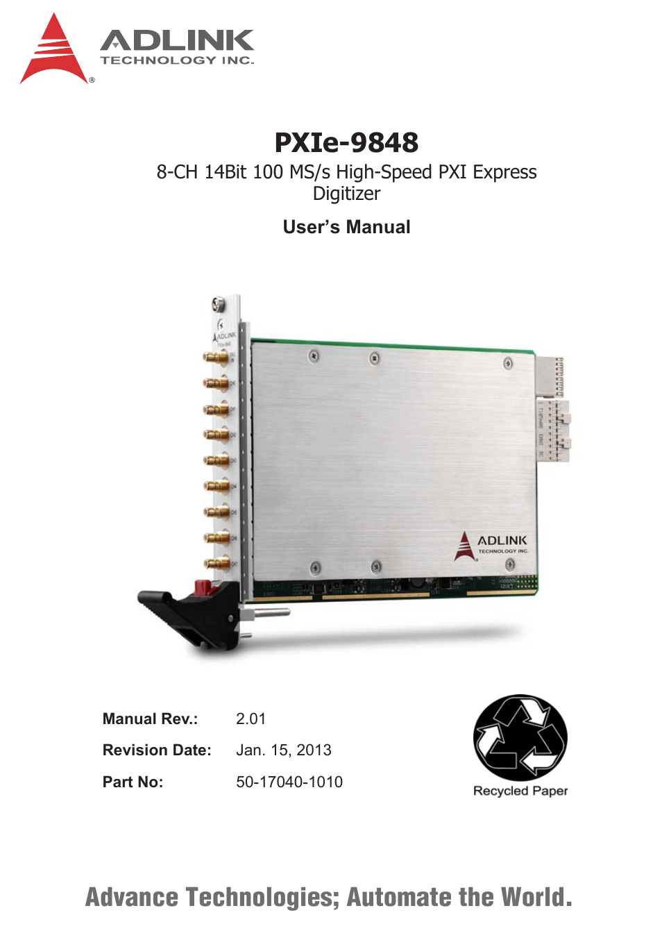 ADLINK PXIe-9848 User Manual | 44 pages