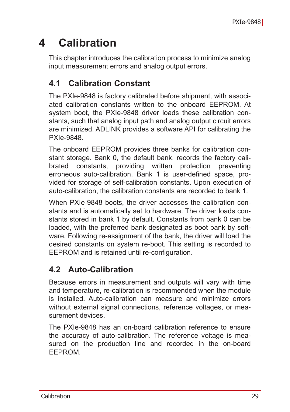 4 calibration, 1 calibration constant, 2 auto-calibration | Calibration constant, Auto-calibration, 4calibration | ADLINK PXIe-9848 User Manual | Page 39 / 44