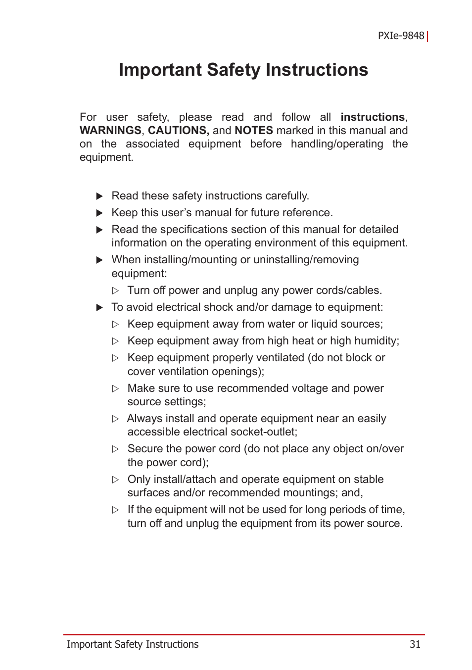 Important safety instructions | ADLINK PXIe-9848 User Manual | Page 41 / 44