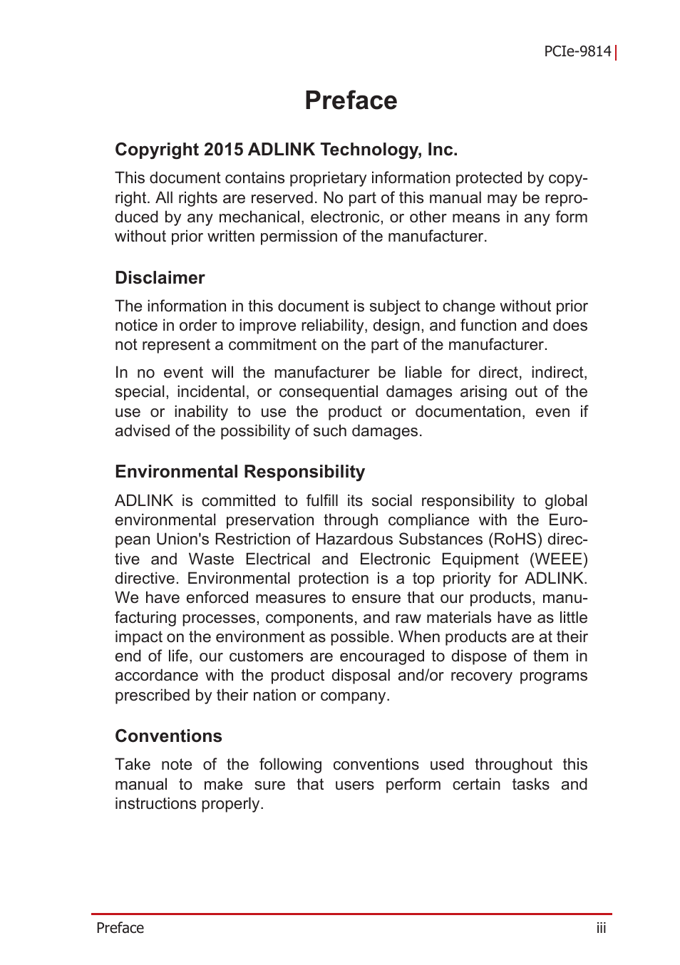 Preface | ADLINK PCIe-9814 User Manual | Page 3 / 46