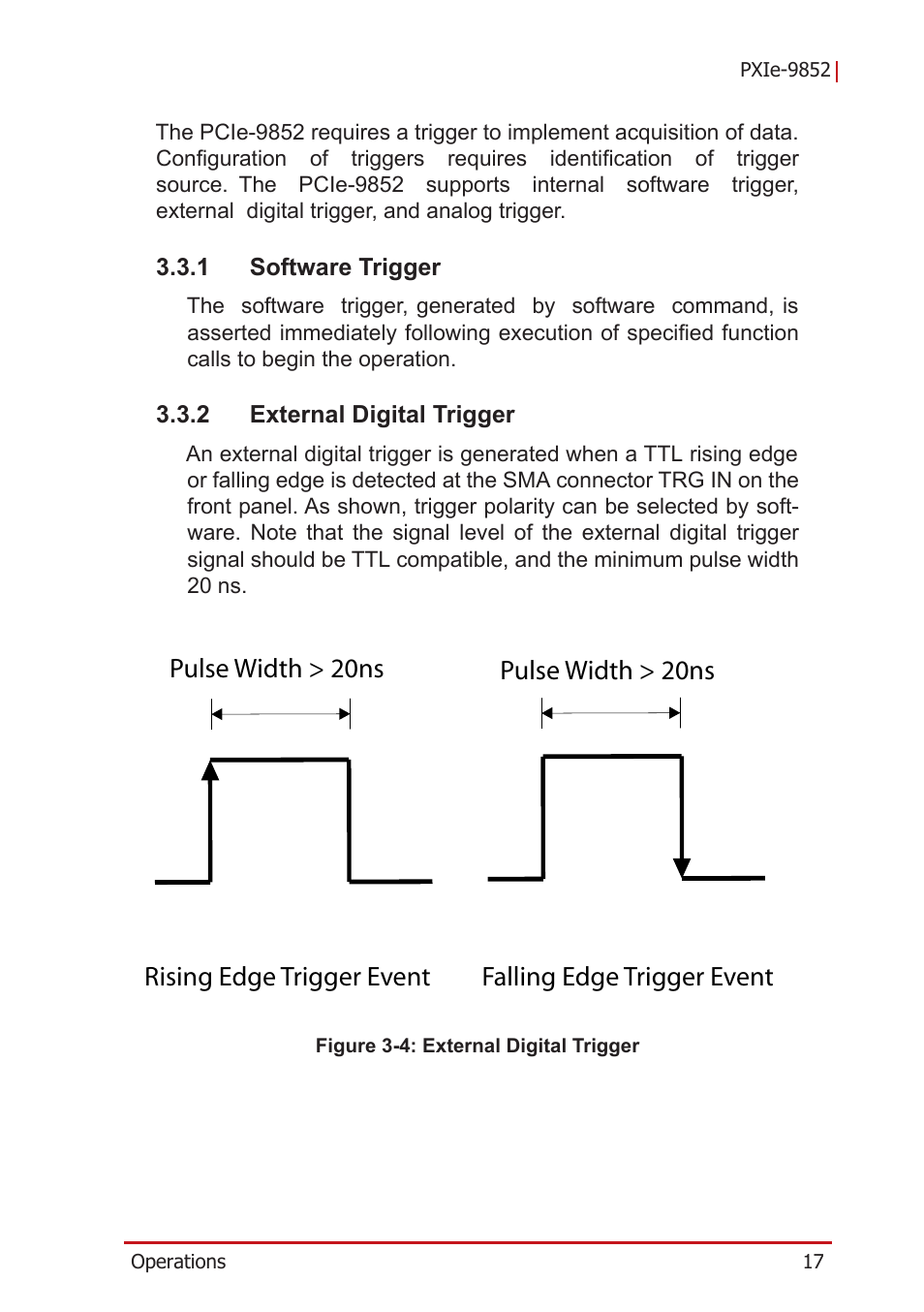 1 software trigger, 2 external digital trigger, Software trigger | External digital trigger, Figure 3-4 | ADLINK PCIe-9852 User Manual | Page 27 / 44