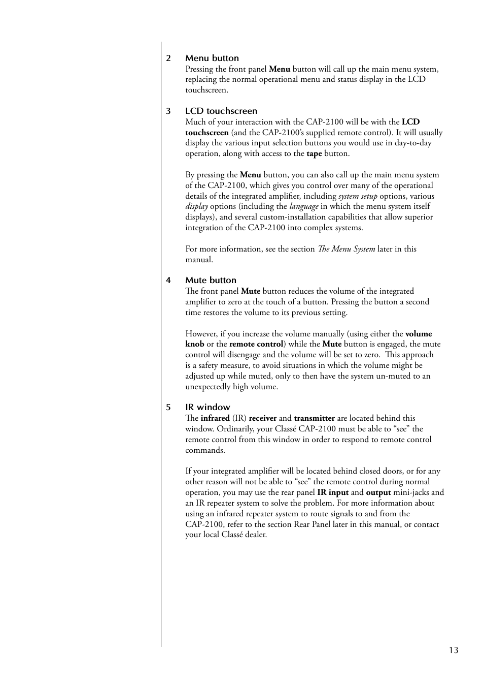 Classe Audio CAP-2100 User Manual | Page 13 / 46