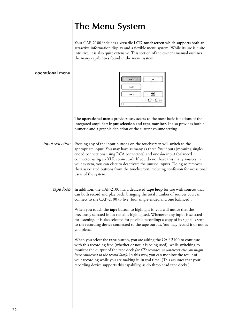 The menu system | Classe Audio CAP-2100 User Manual | Page 22 / 46