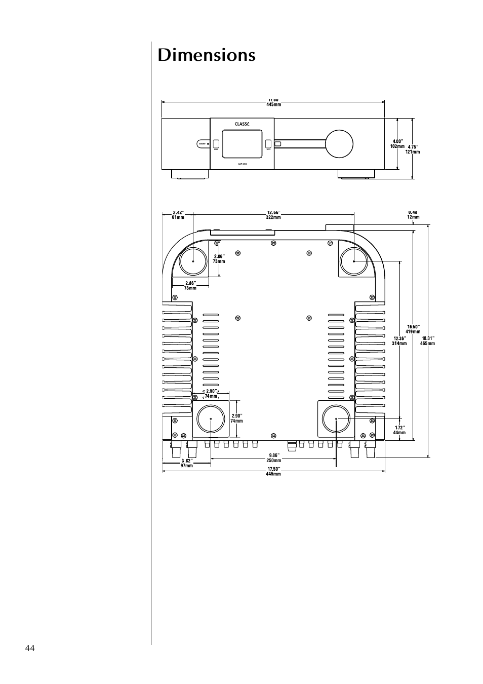 Dimensions | Classe Audio CAP-2100 User Manual | Page 44 / 46