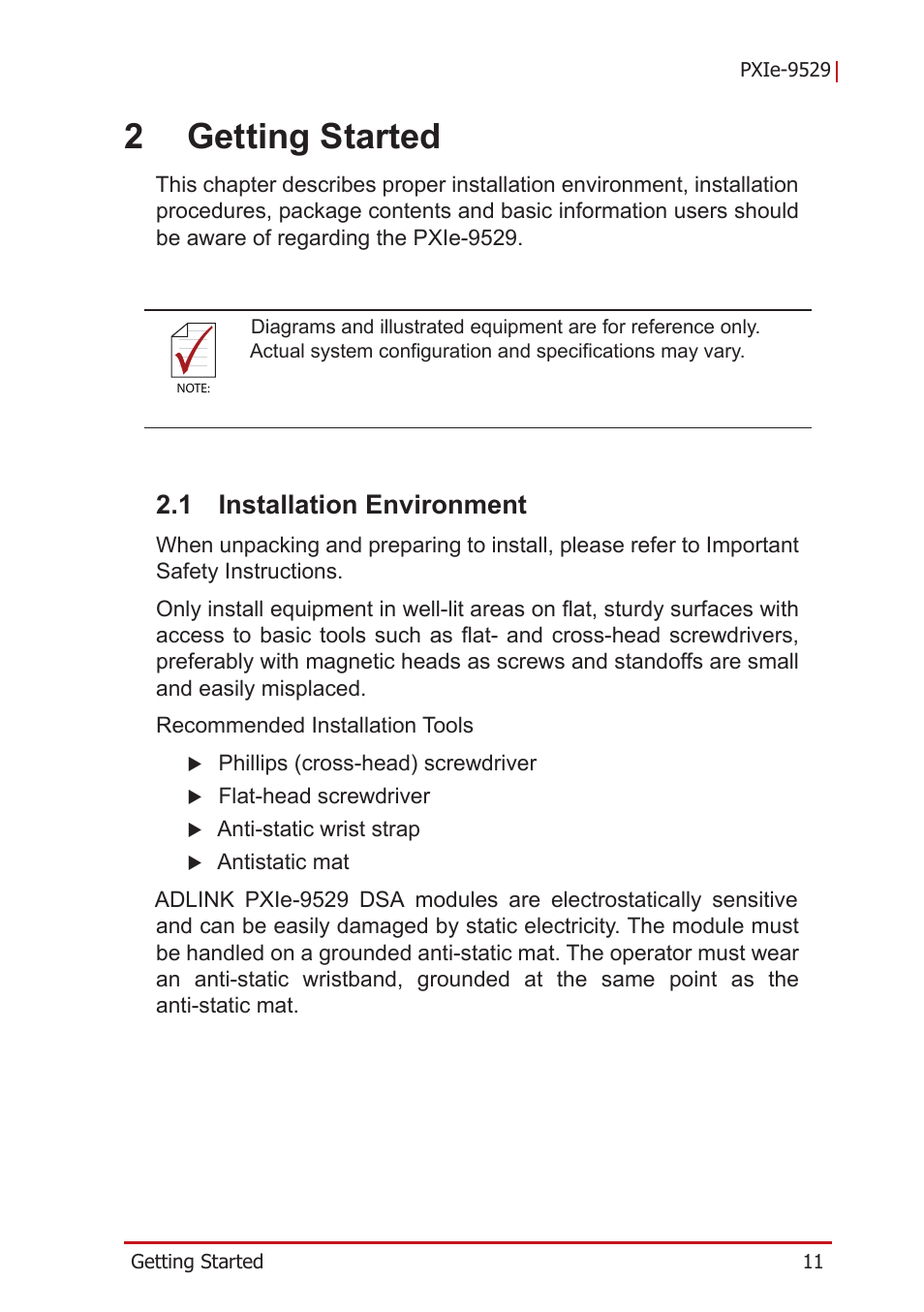 2 getting started, 1 installation environment, Installation environment | 2getting started | ADLINK PXIe-9529 User Manual | Page 21 / 42