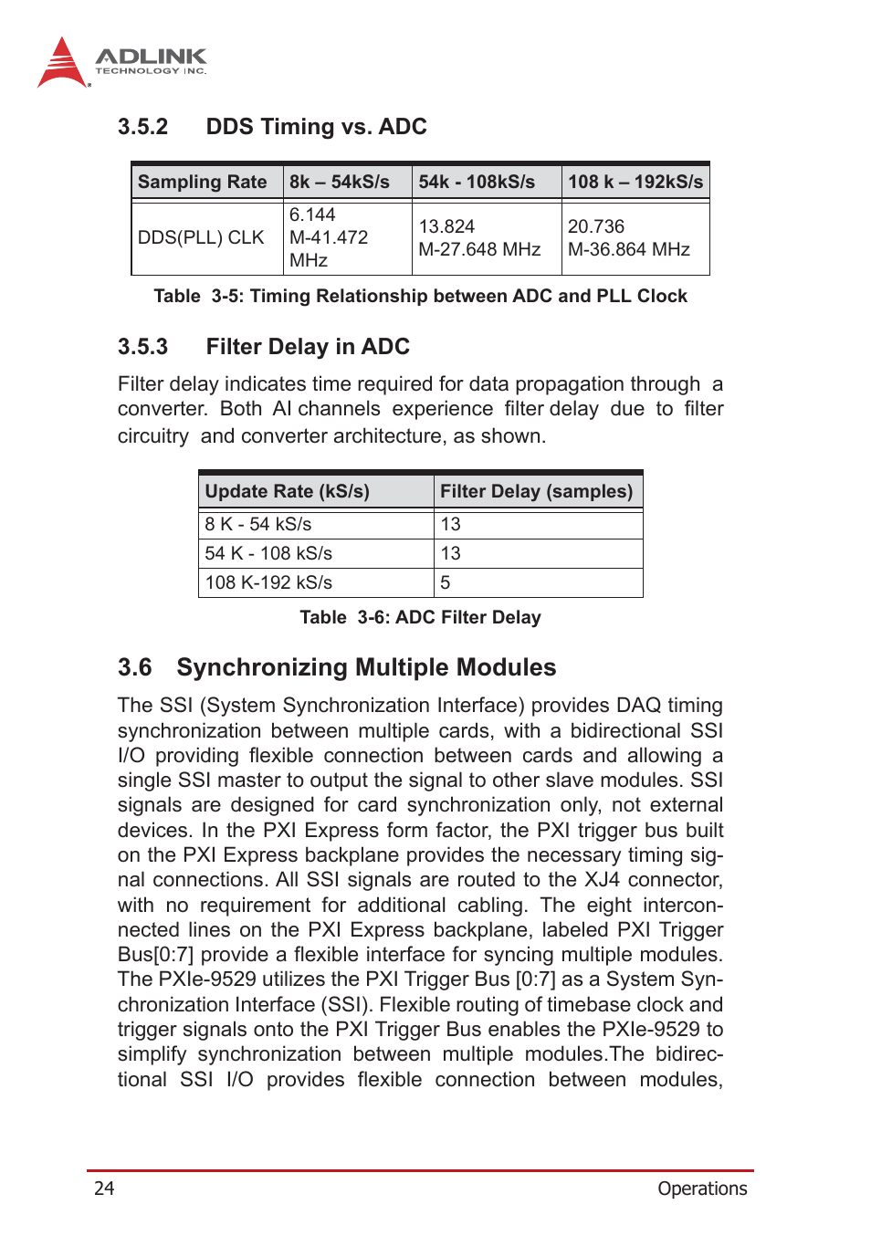 2 dds timing vs. adc, 3 filter delay in adc, 6 synchronizing multiple modules | Dds timing vs. adc, Filter delay in adc, Synchronizing multiple modules | ADLINK PXIe-9529 User Manual | Page 34 / 42