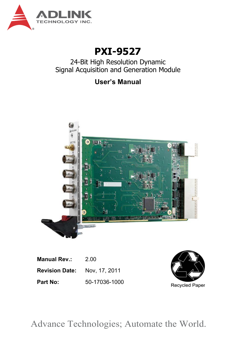 ADLINK PXI-9527 User Manual | 54 pages