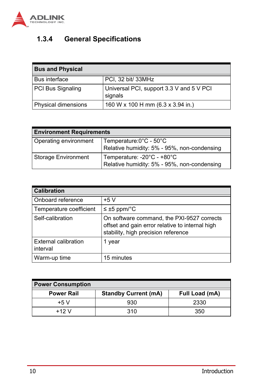 4 general specifications, General specifications | ADLINK PXI-9527 User Manual | Page 20 / 54