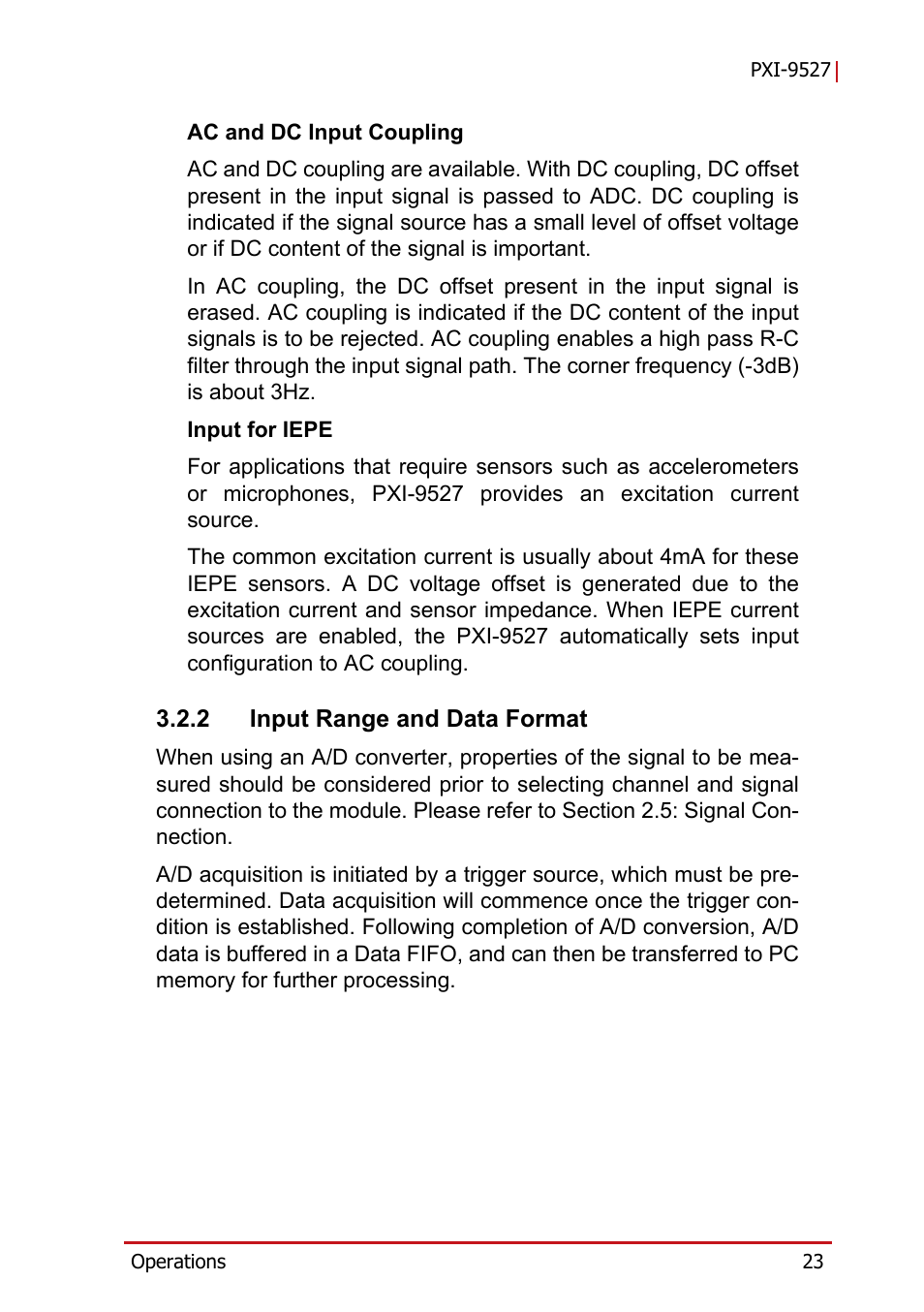 2 input range and data format, Input range and data format | ADLINK PXI-9527 User Manual | Page 33 / 54