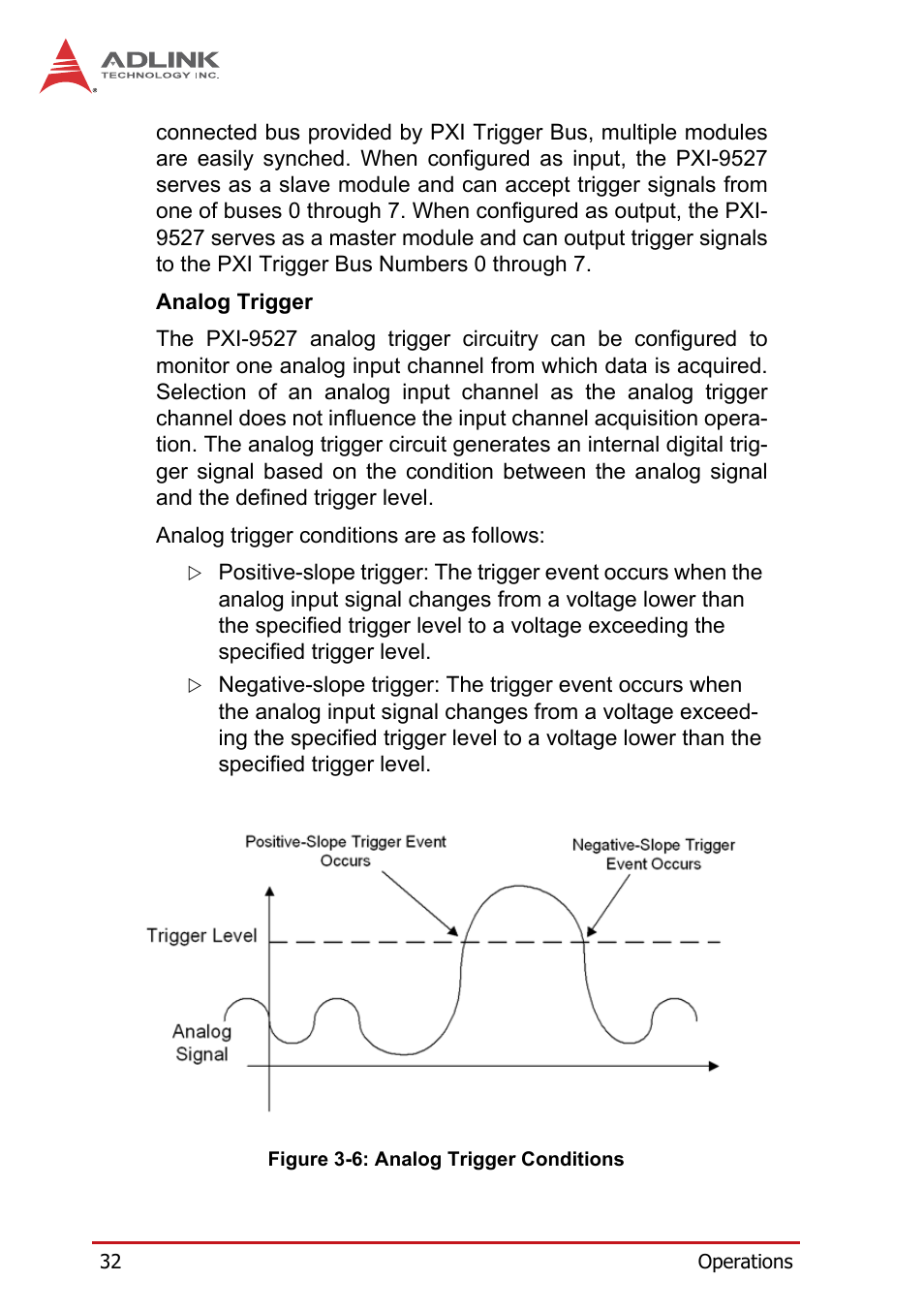 Figure 3-6, Analog trigger conditions | ADLINK PXI-9527 User Manual | Page 42 / 54