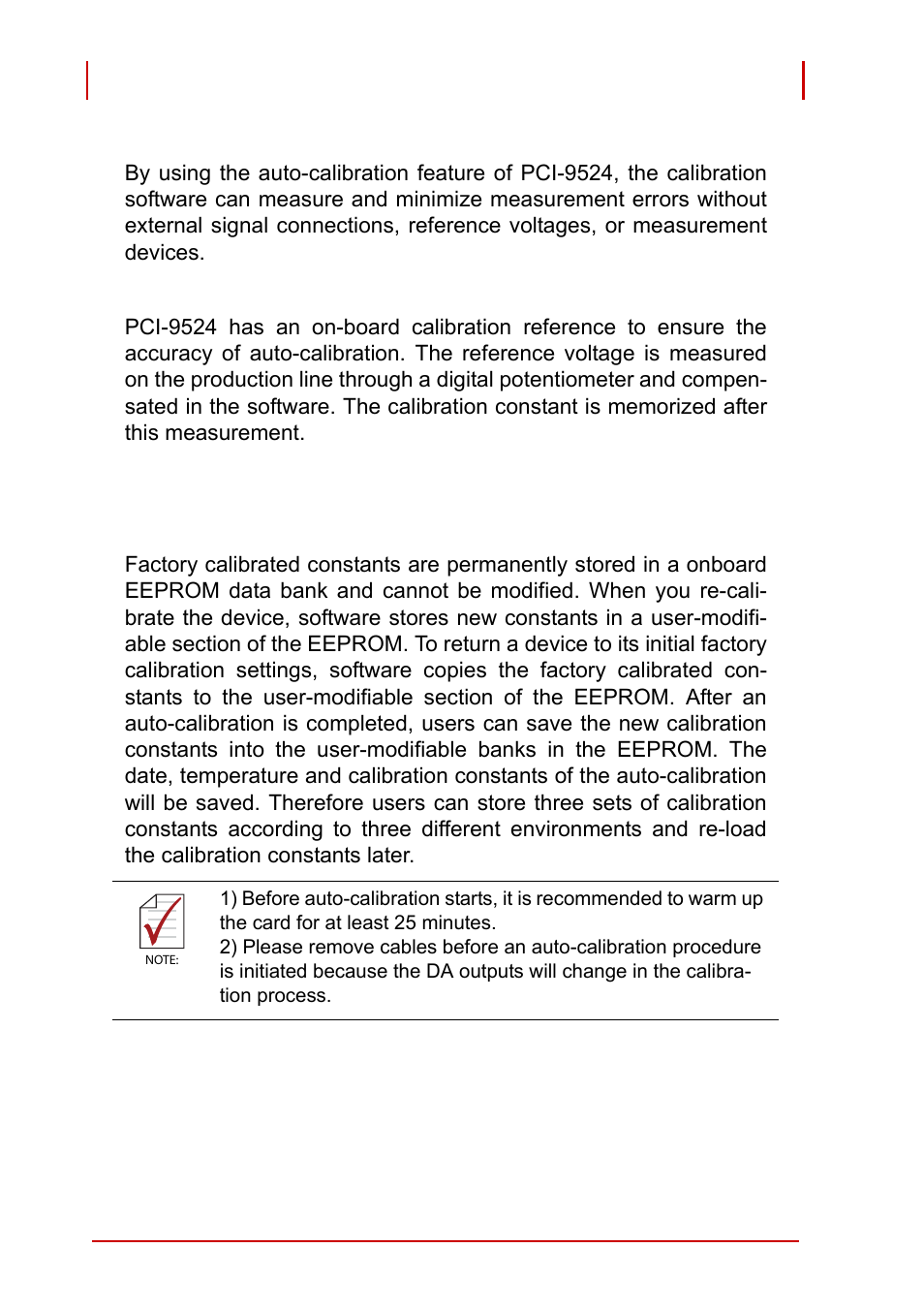 2 auto-calibration, 3 saving calibration constants | ADLINK PCI-9527 User Manual | Page 54 / 56