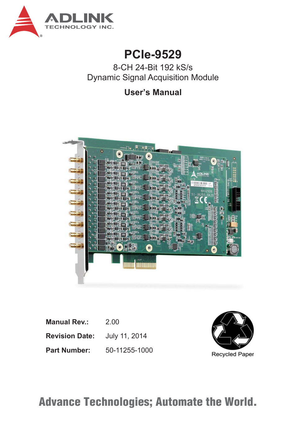 ADLINK PCIe-9529 User Manual | 46 pages