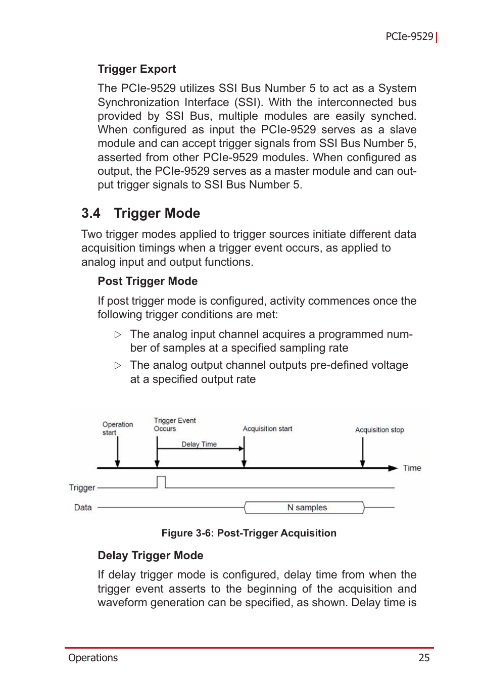 4 trigger mode, Trigger mode, Figure 3-6 | Post-trigger acquisition | ADLINK PCIe-9529 User Manual | Page 35 / 46