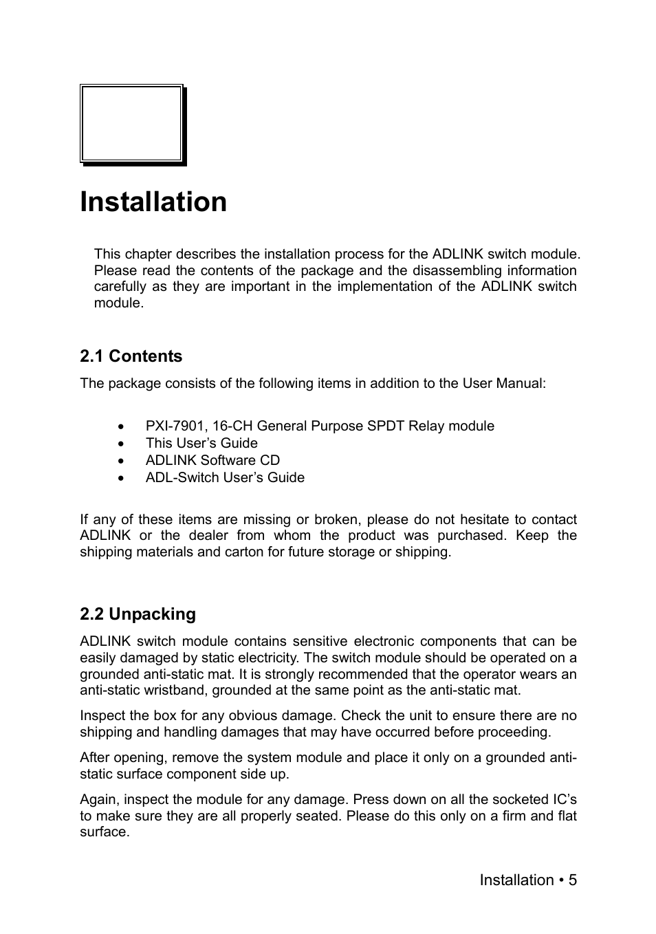 Installation | ADLINK PXI-7901 User Manual | Page 11 / 29