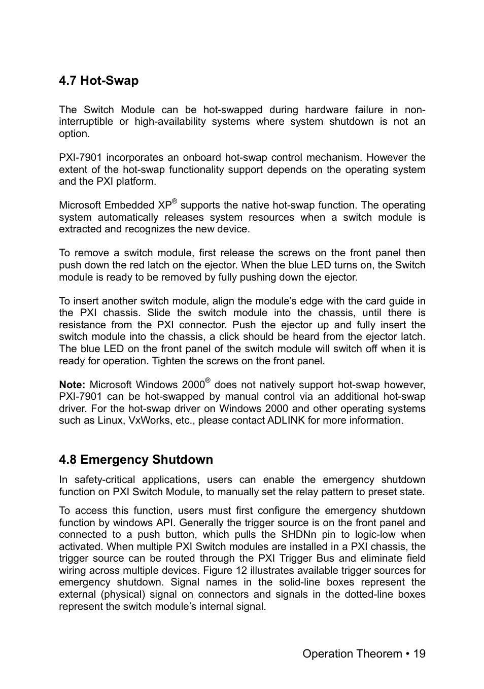 7 hot-swap, 8 emergency shutdown | ADLINK PXI-7901 User Manual | Page 25 / 29