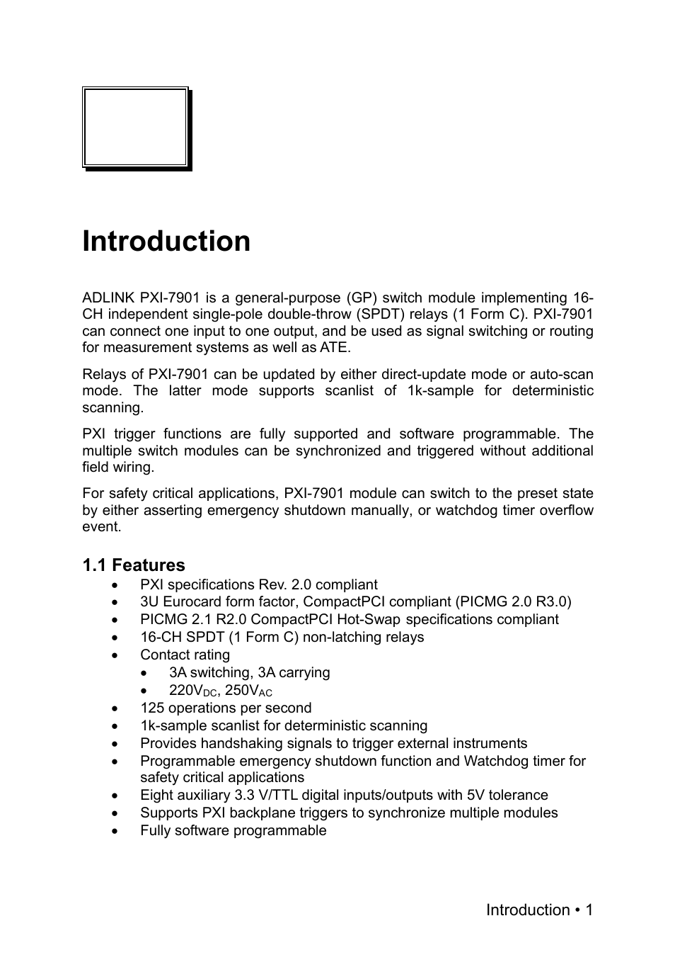 Introduction | ADLINK PXI-7901 User Manual | Page 7 / 29