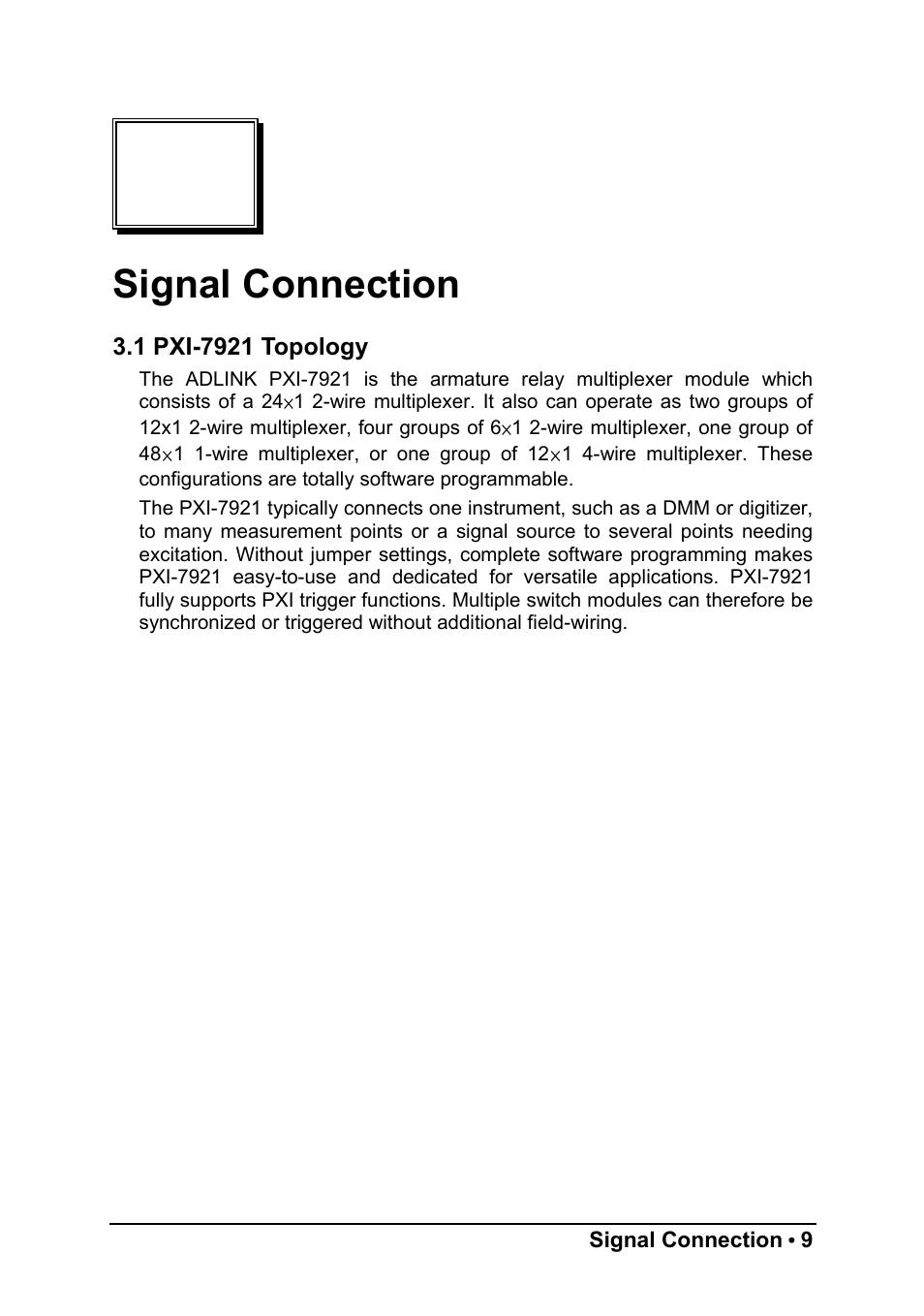 Signal connection | ADLINK PXI-7921 User Manual | Page 15 / 37