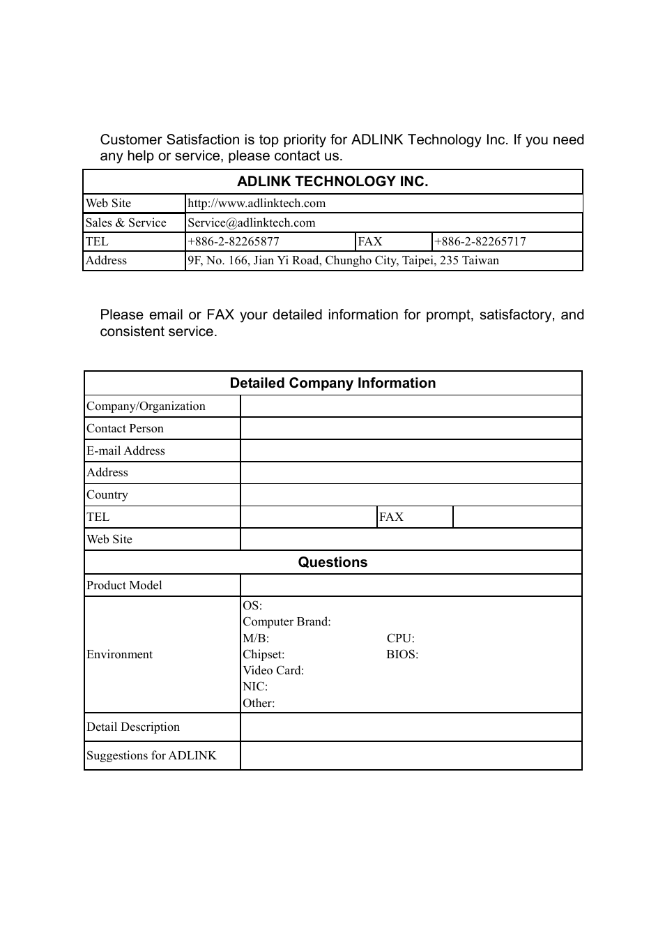 Getting service from adlink | ADLINK PXI-7921 User Manual | Page 3 / 37