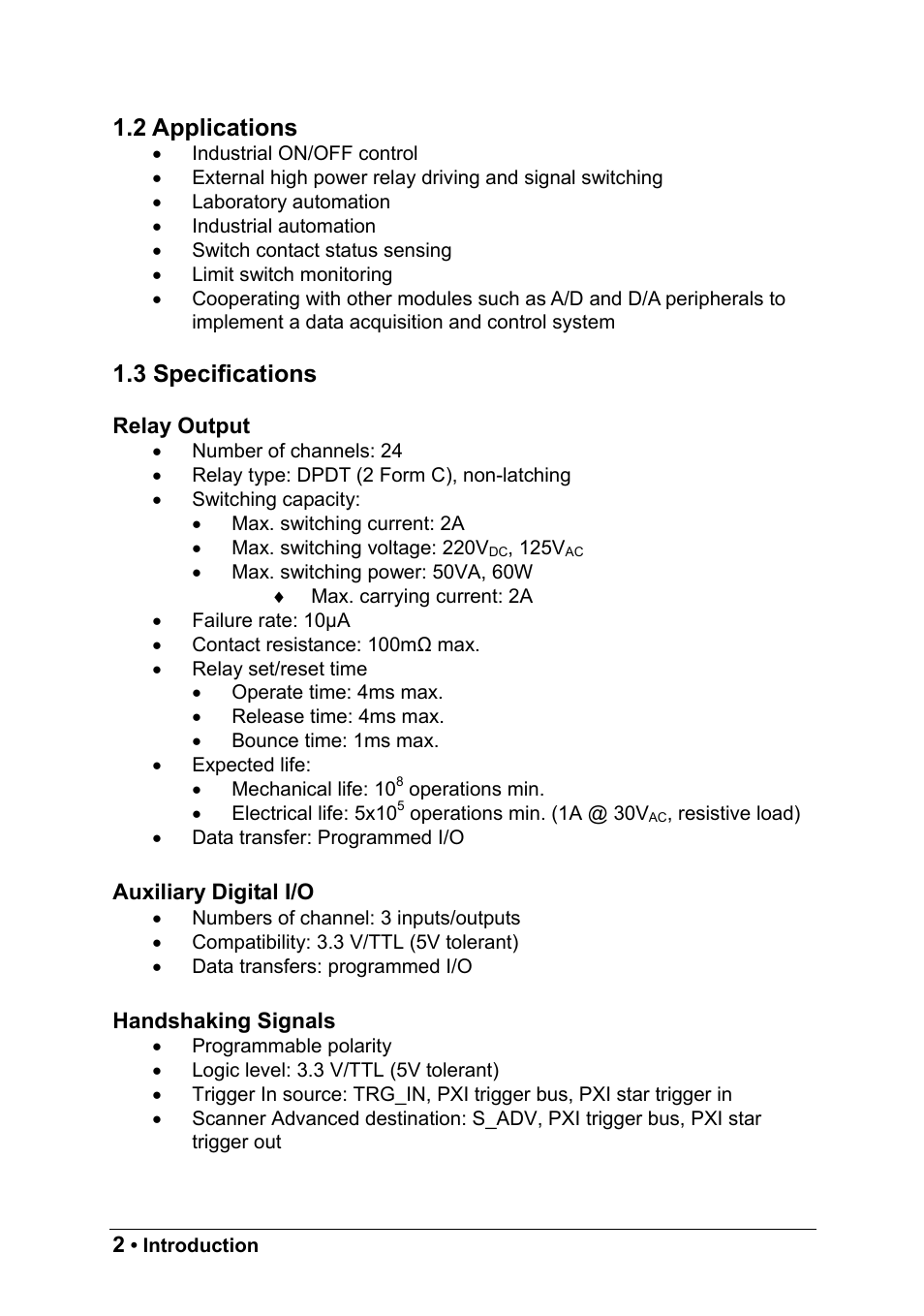 2 applications, 3 specifications | ADLINK PXI-7921 User Manual | Page 8 / 37