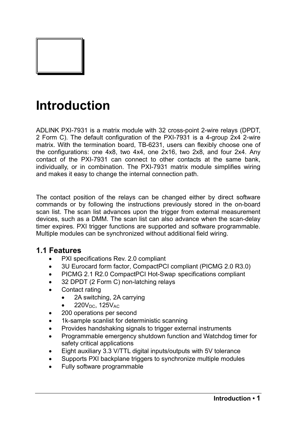 Introduction | ADLINK PXI-7931 User Manual | Page 7 / 39