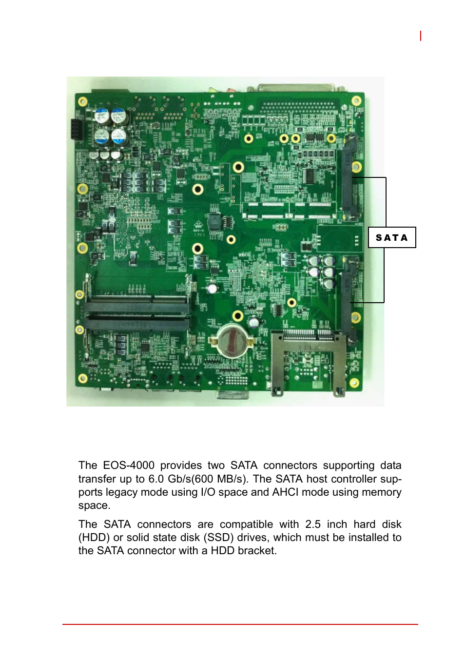 6 sata connectors, Sata connectors, Figure 1-16: eos-4000 mainboard underside view | ADLINK EOS-4000 User Manual | Page 35 / 80