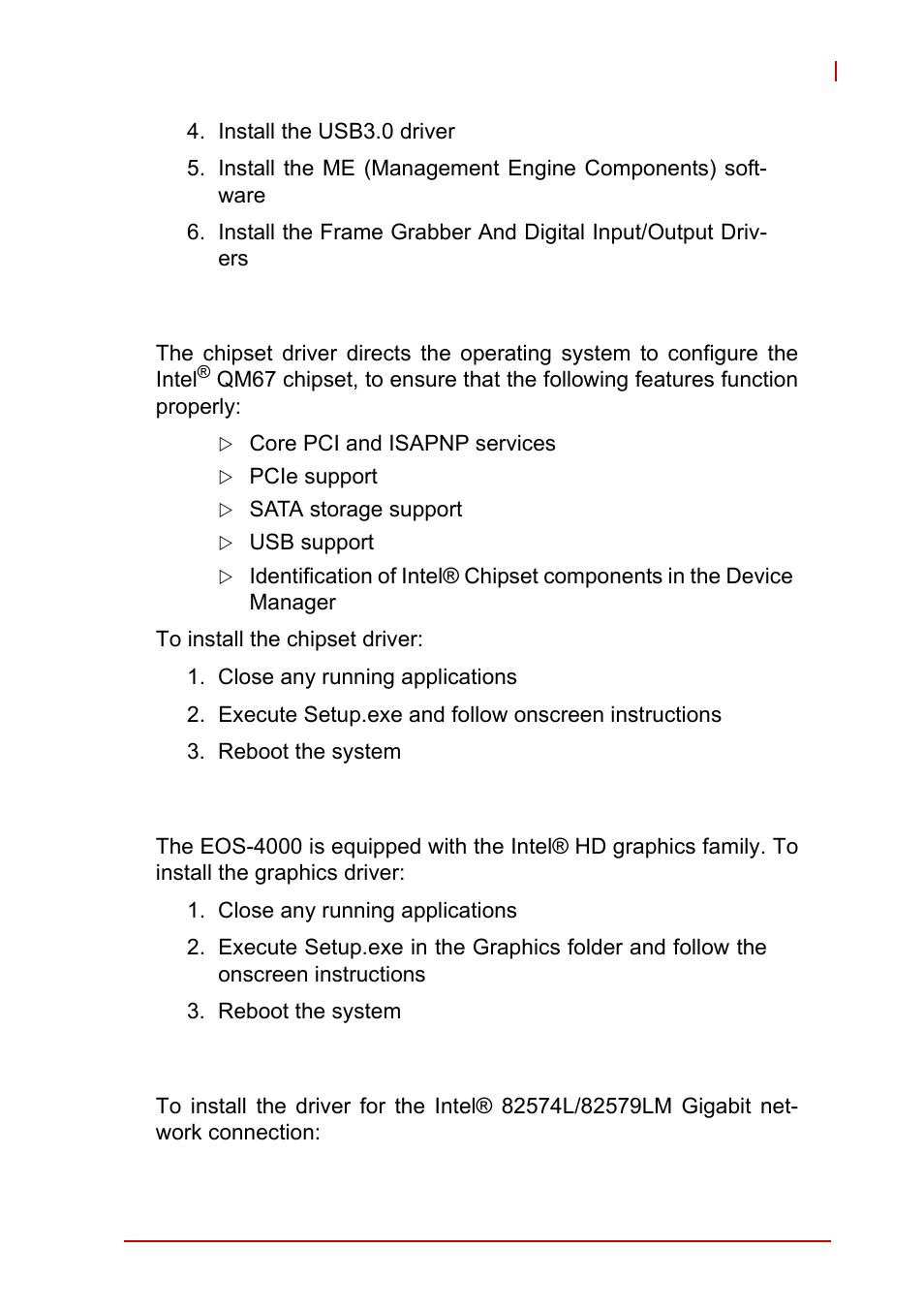1 chipset driver installation, 2 graphics driver installation, 3 ethernet driver installation | Chipset driver installation, Graphics driver installation, Ethernet driver installation | ADLINK EOS-4000 User Manual | Page 51 / 80