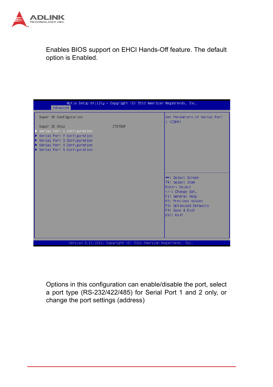 A.2.9 super i/o configuration, A.2.9, Super i/o configuration | ADLINK EOS-4000 User Manual | Page 66 / 80