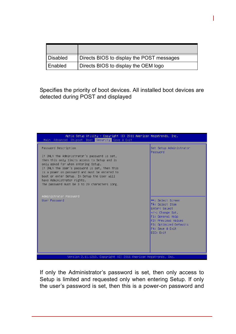 B.4.2 boot option priorities, B.5 security, B.4.2 | Boot option priorities, Security | ADLINK EOS-1200 User Manual | Page 101 / 108