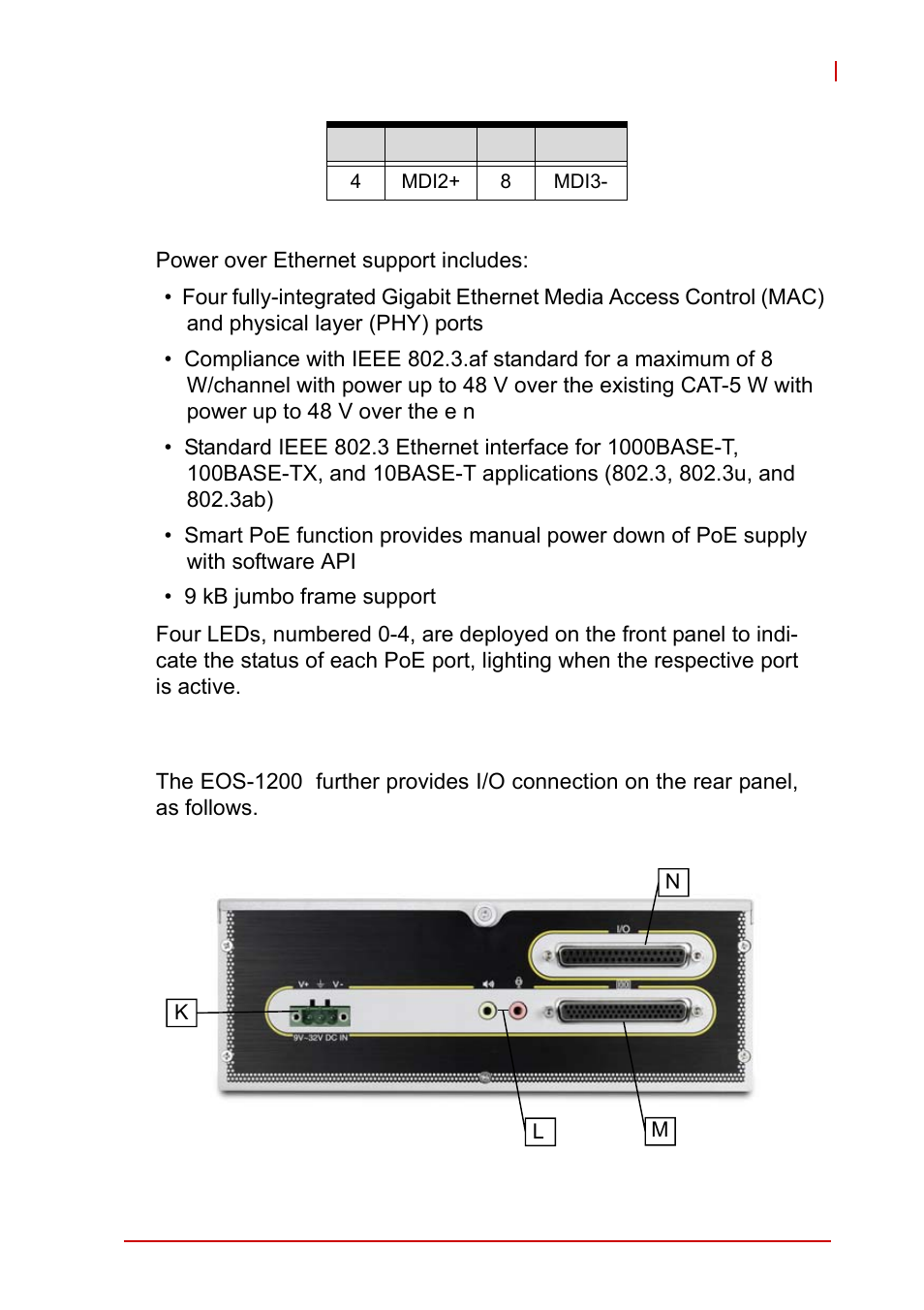 7 rear panel i/o connectors, Rear panel i/o connectors, Table 1-8: poe port connections legend | ADLINK EOS-1200 User Manual | Page 25 / 108