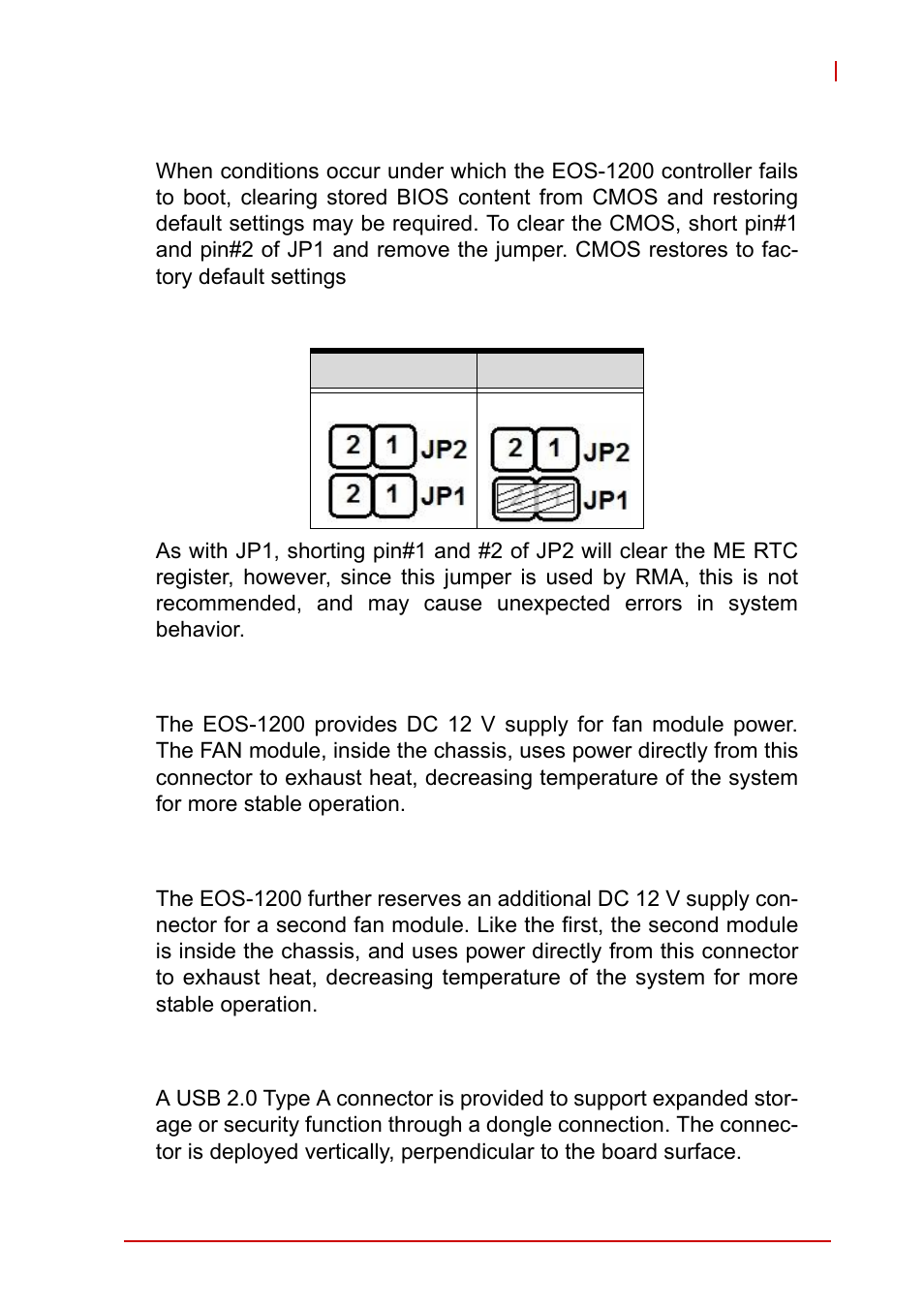 1 clear cmos and me rtc register jumpers, 2 dc 12v fan connector, 3 dc 12v fan connector (reserved) | 4 usb 2.0 type a connector, Clear cmos and me rtc register jumpers, Dc 12v fan connector, Dc 12v fan connector (reserved), Usb 2.0 type a connector | ADLINK EOS-1200 User Manual | Page 31 / 108