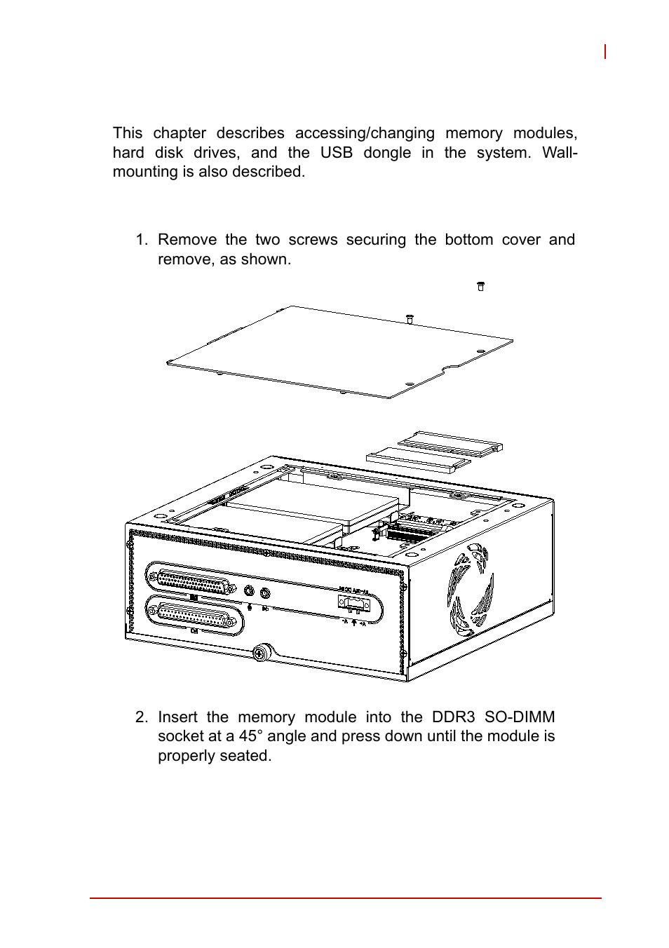 2 getting started, 1 installing memory, Installing memory | 2getting started | ADLINK EOS-1200 User Manual | Page 39 / 108