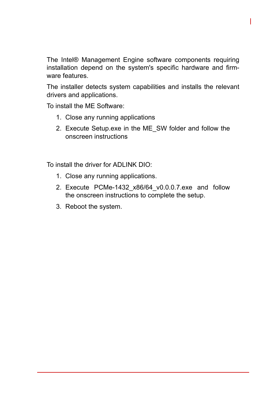 7 digital input/ output driver installation, Me (management engine components), Digital input/ output driver installation | ADLINK EOS-1200 User Manual | Page 49 / 108