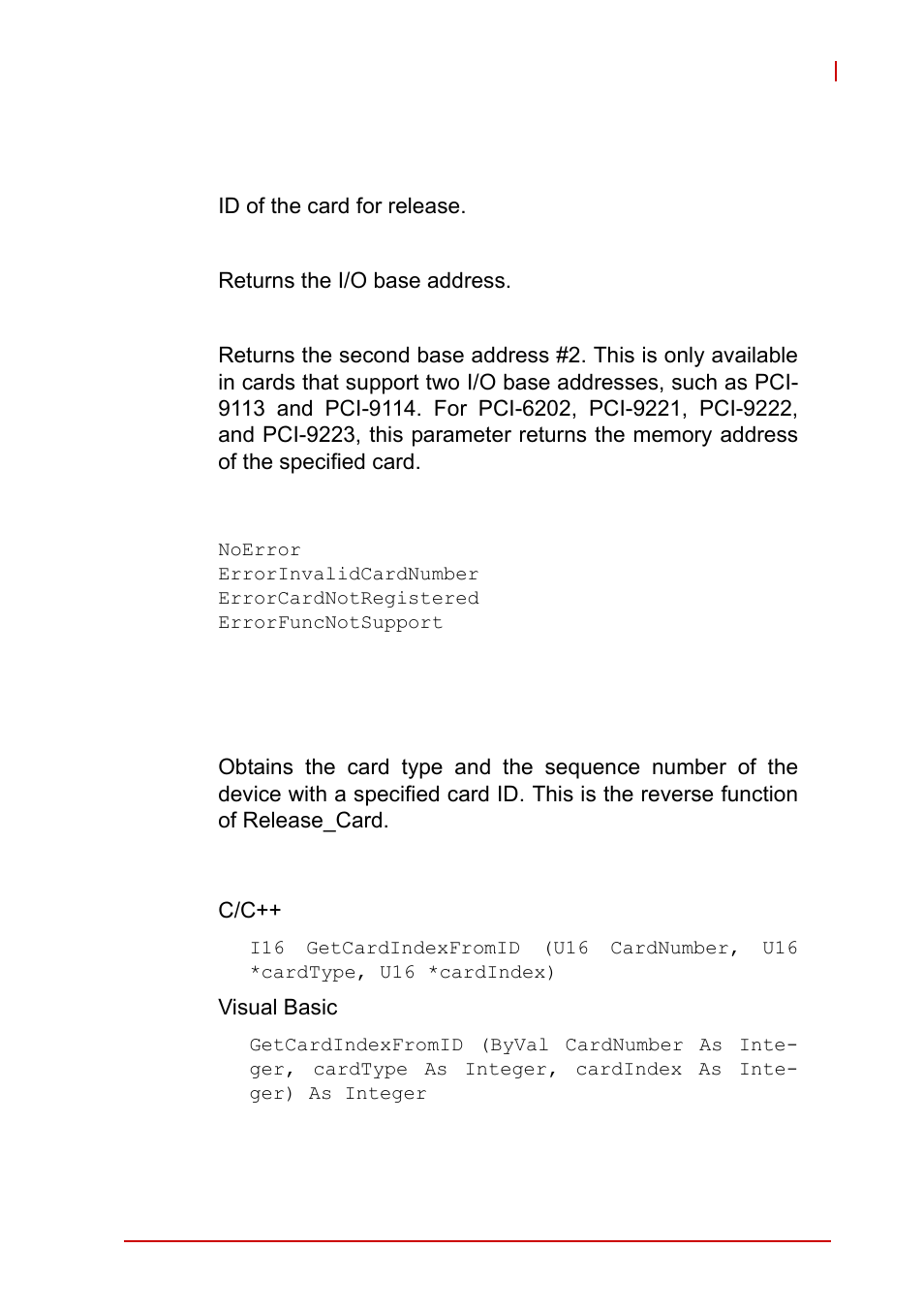 A.1.4 getcardindexfromid, A.1.4, Getcardindexfromid | ADLINK EOS-1200 User Manual | Page 57 / 108