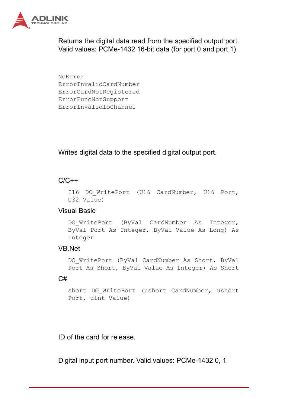 A.1.6 do_writeport, A.1.6, Do_writeport | ADLINK EOS-1200 User Manual | Page 66 / 108