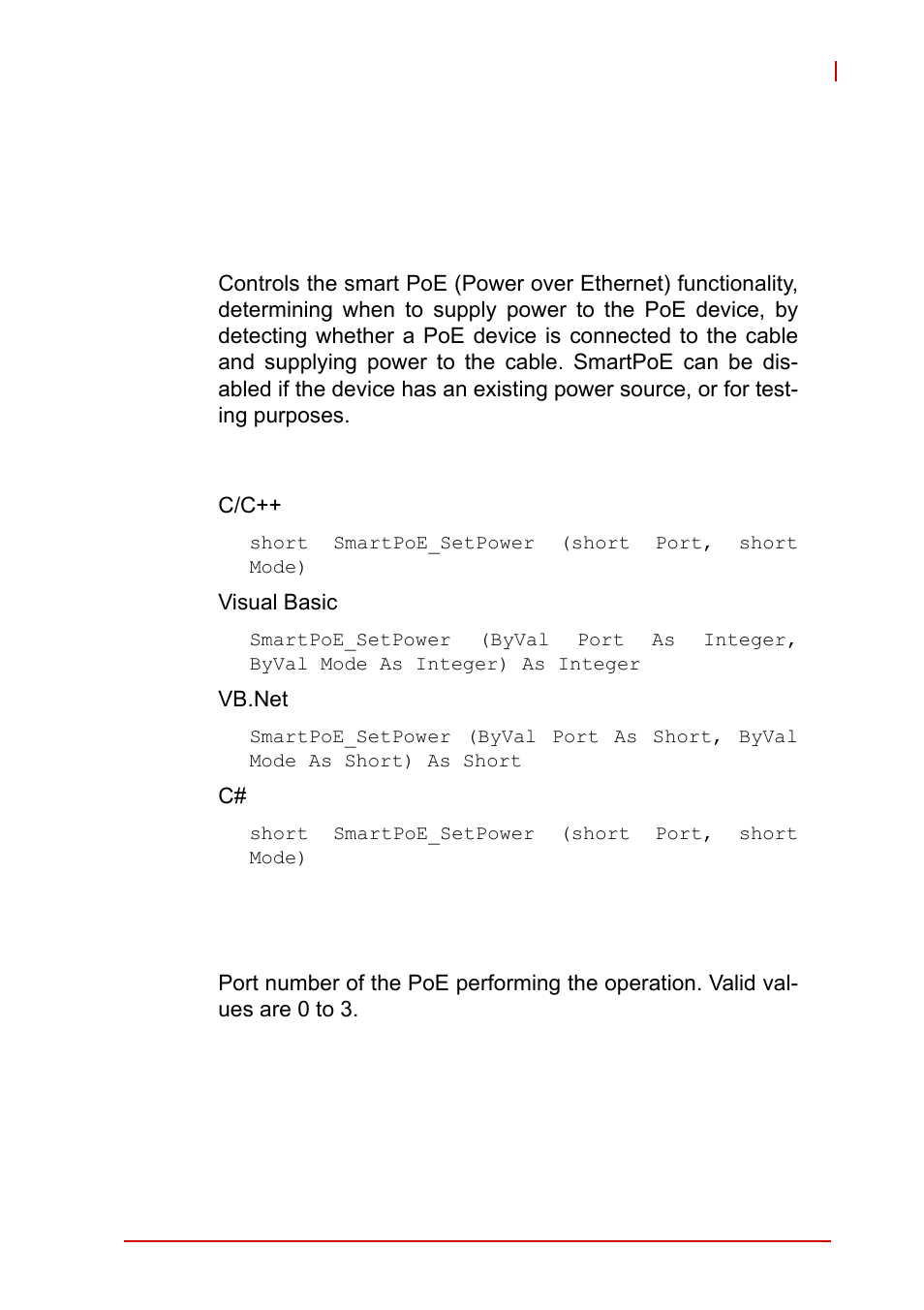 A.2 smart poe functions, A.1.1 smartpoe_setpower, Smart poe functions | A.1.1, Smartpoe_setpower | ADLINK EOS-1200 User Manual | Page 77 / 108
