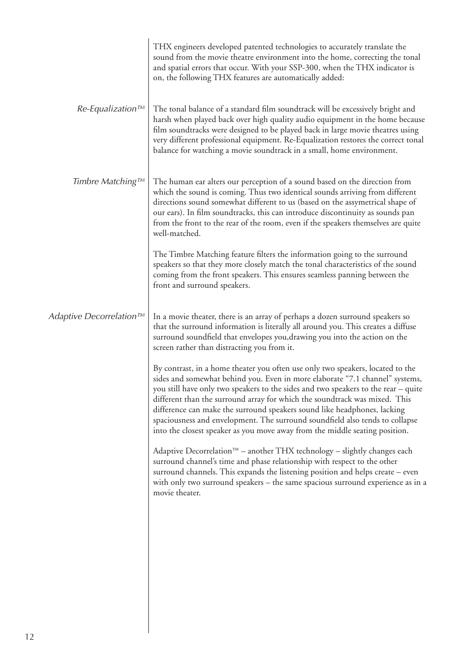 Classe Audio SSP-300 User Manual | Page 12 / 62