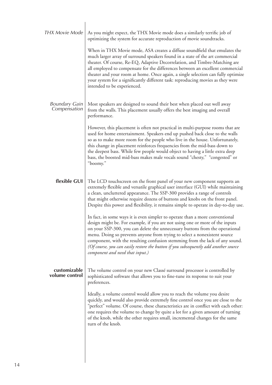 Classe Audio SSP-300 User Manual | Page 14 / 62