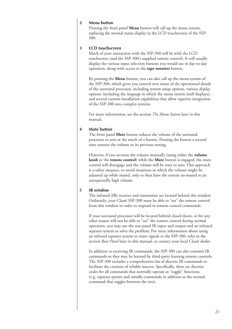 Classe Audio SSP-300 User Manual | Page 21 / 62