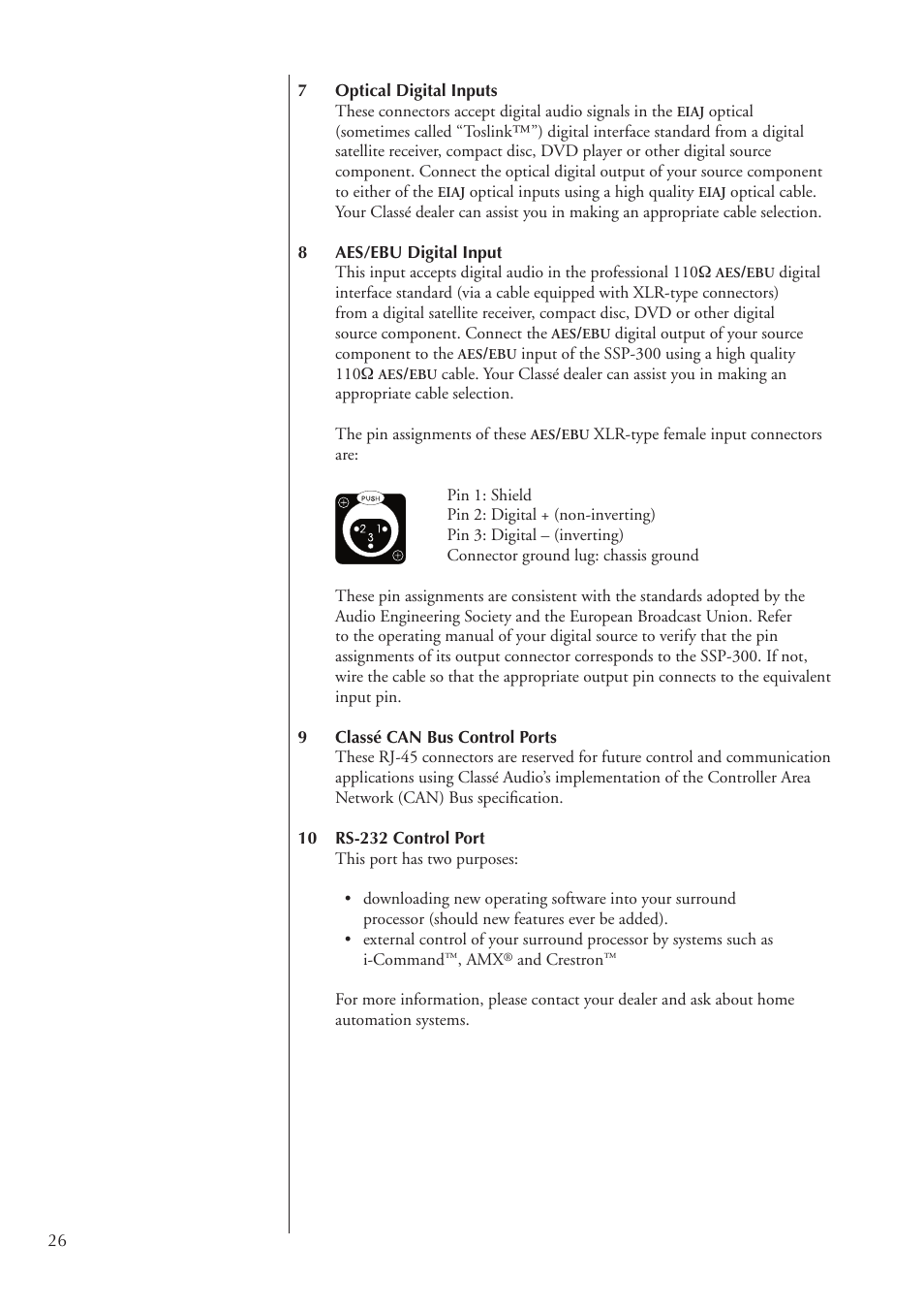 Classe Audio SSP-300 User Manual | Page 26 / 62
