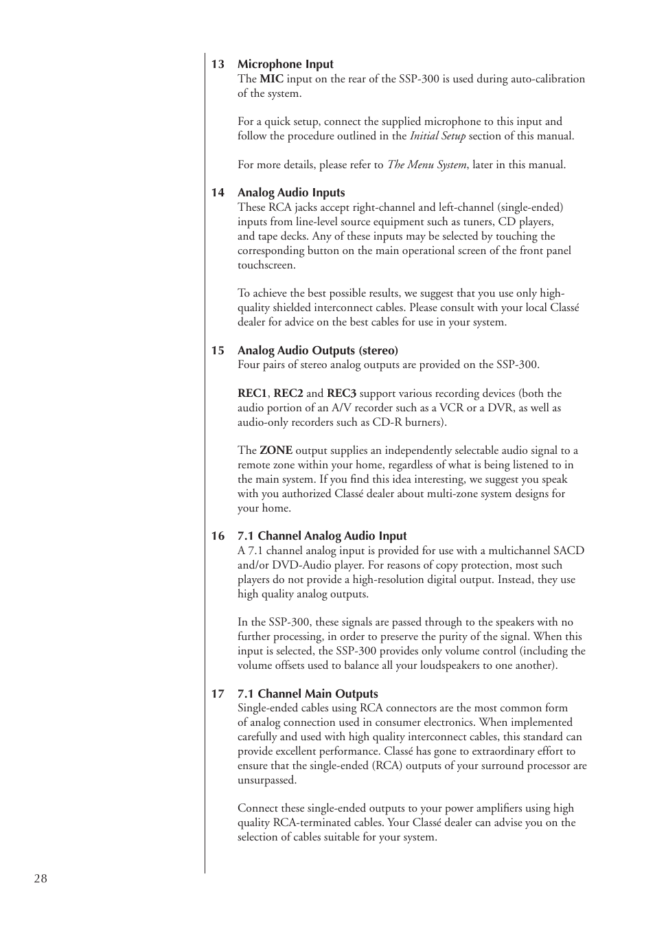 Classe Audio SSP-300 User Manual | Page 28 / 62
