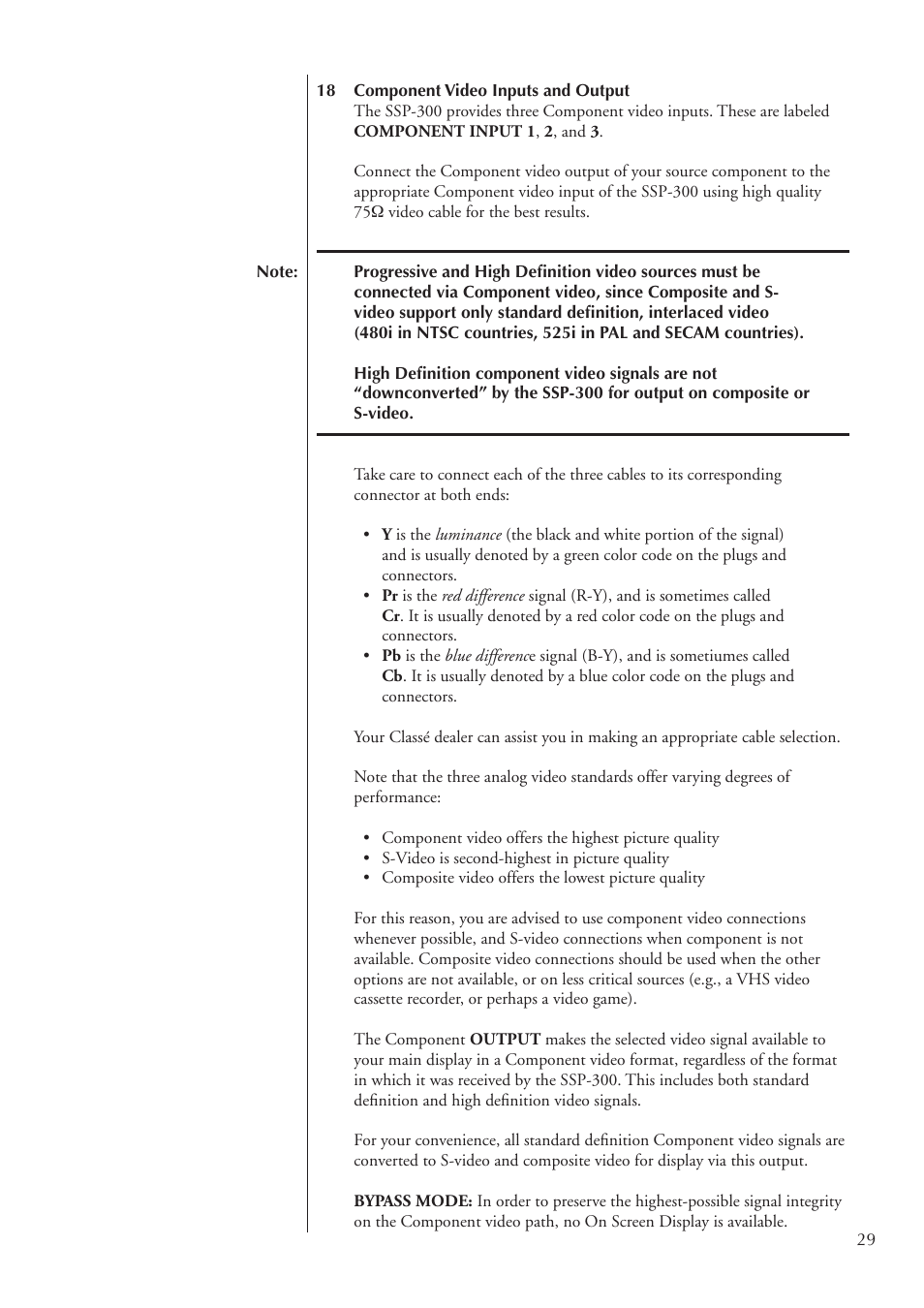 Classe Audio SSP-300 User Manual | Page 29 / 62