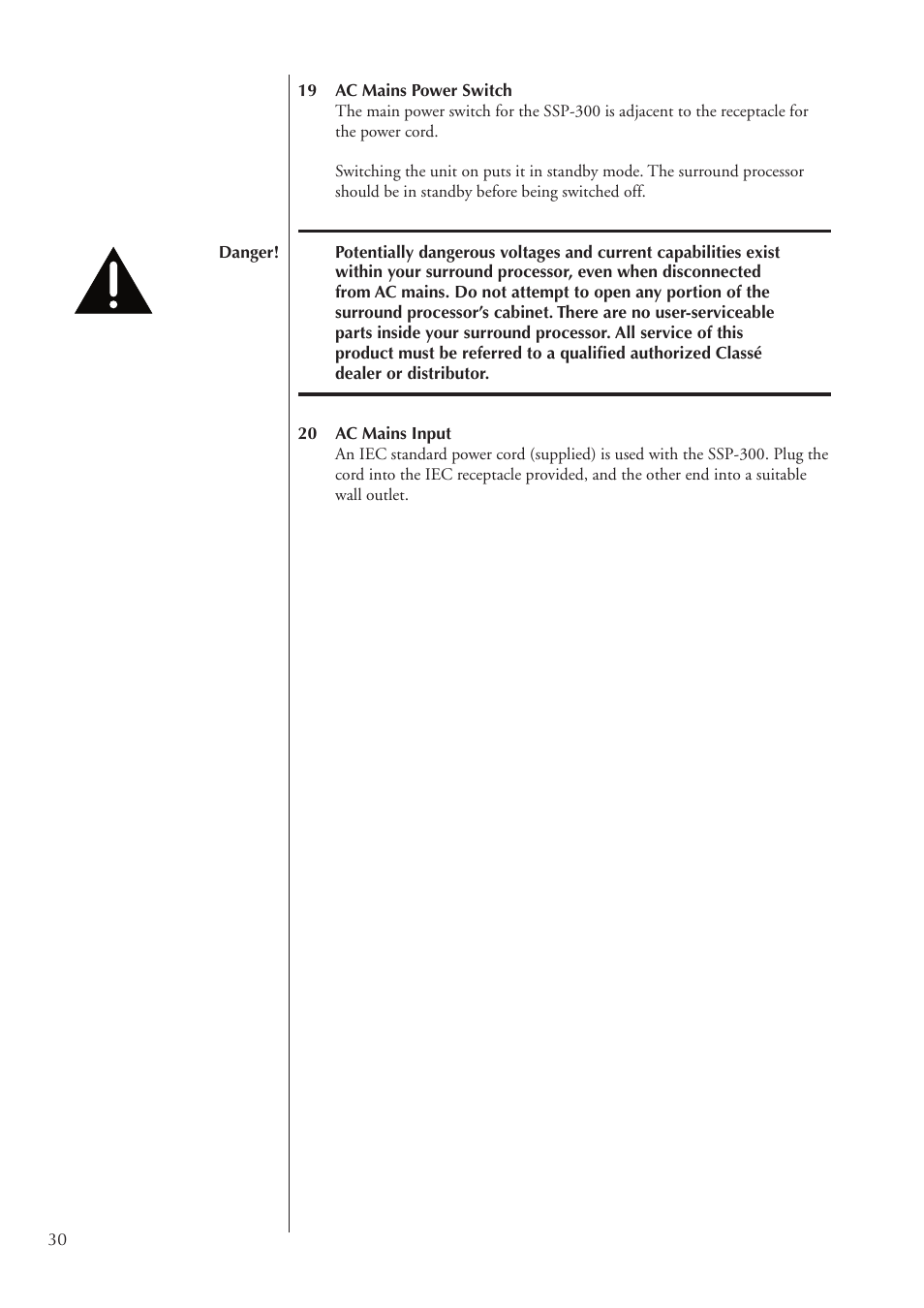 Classe Audio SSP-300 User Manual | Page 30 / 62