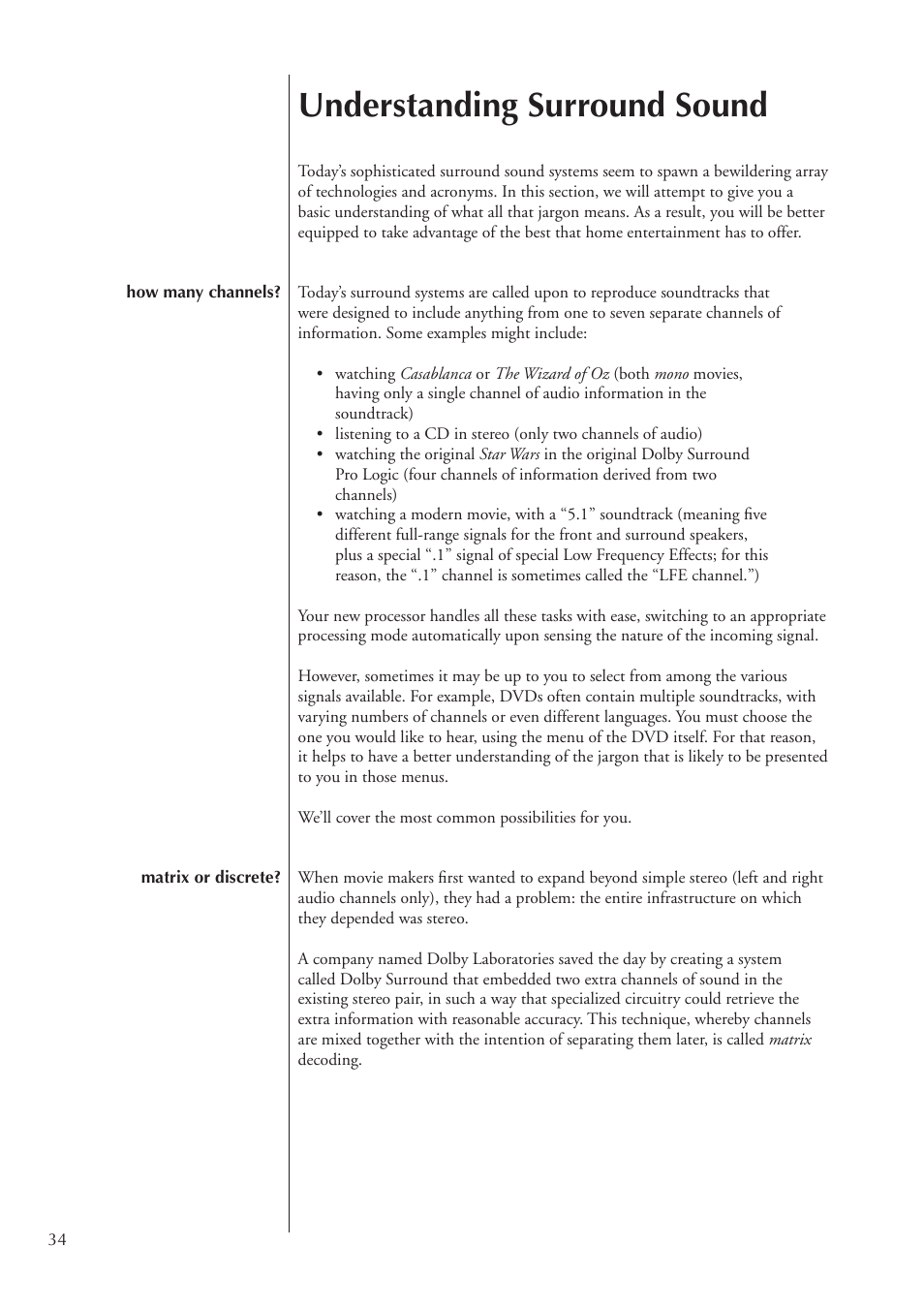 Understanding surround sound | Classe Audio SSP-300 User Manual | Page 34 / 62